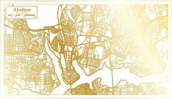 Abidjan Ivory Coast City Map in Retro Style in Golden Color. Outline Map. vector