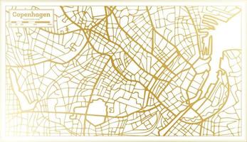Copenhagen Denmark City Map in Retro Style in Golden Color. Outline Map. vector
