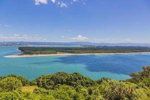 View from Mount Mainganui to Matakana Island on northern island of New Zealand in summer photo