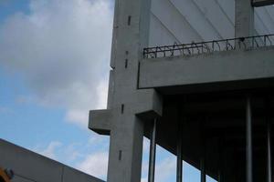 Precast concrete elements on construction site photo