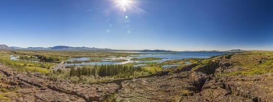 Panoramic picture over Thingvellir national park on Iceland in summer during daytime photo