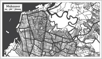 Makassar Indonesia City Map in Black and White Color. Outline Map. vector