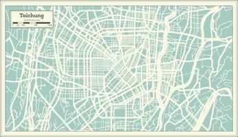 mapa de la ciudad de taichung taiwán en estilo retro. esquema del mapa. vector