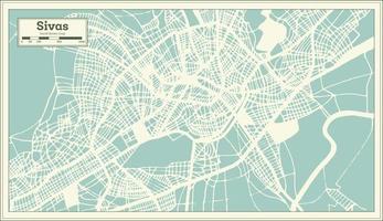 mapa de la ciudad de sivas turquía en estilo retro. esquema del mapa. vector