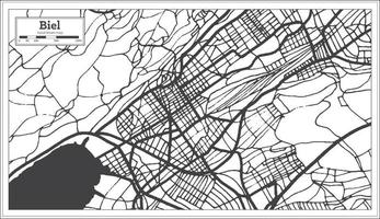 mapa de la ciudad de biel suiza en color blanco y negro en estilo retro. vector