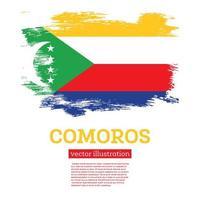 Comoros Flag with Brush Strokes. Independence Day. vector