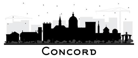 Concord New Hampshire City Skyline Silhouette with Black Buildings Isolated on White. vector