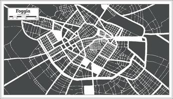 mapa de la ciudad de foggia italia en color blanco y negro en estilo retro. esquema del mapa. vector