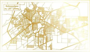 Bahawalpur Pakistan City Map in Retro Style in Golden Color. Outline Map. vector