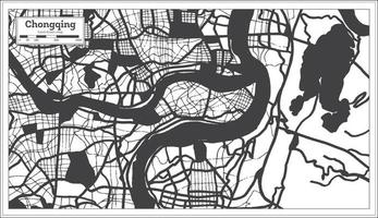 Chongqing China City Map in Black and White Color in Retro Style. Outline Map. vector