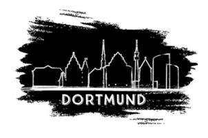 silueta del horizonte de la ciudad de dortmund alemania. boceto dibujado a mano. vector