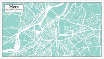 Metz France City Map in Retro Style. Outline Map. vector