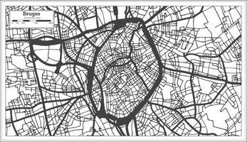 mapa de la ciudad de brujas bélgica en color blanco y negro. esquema del mapa. vector