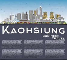 Kaohsiung Taiwan City Skyline with Gray Buildings, Blue Sky and Copy Space. vector