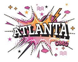 Atlanta Comic Text in Pop Art Style Isolated on White Background. vector