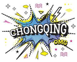 Chongqing Comic Text in Pop Art Style Isolated on White Background. vector