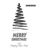 Christmas Tree Sketch Isolated on White Background. Merry Christmas. Silhouette of Hand Drawn Spruce Tree. vector