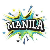 Manila Philippines Comic Text in Pop Art Style. vector