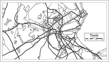 Tunis Tunisia City Map iin Black and White Color. Outline Map. vector