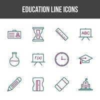 conjunto de iconos de línea de educación única vector