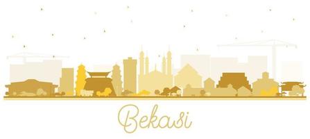 Bekasi Indonesia City Skyline Silhouette with Golden Buildings Isolated on White. vector