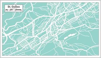 St. Gallen Switzerland City Map in Retro Style. Outline Map. vector