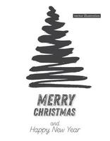bosquejo del árbol de Navidad aislado sobre fondo blanco. Feliz Navidad. silueta de abeto dibujado a mano. vector