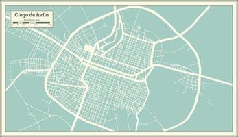 Ciego de Avila Cuba City Map in Retro Style. Outline Map. vector