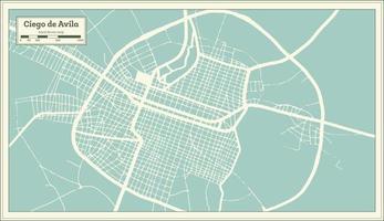 Ciego de Avila Cuba City Map in Retro Style. Outline Map. vector