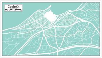 mapa de la ciudad de corinto grecia en estilo retro. esquema del mapa. vector