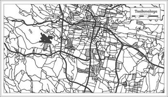 mapa de la ciudad de tasikmalaya indonesia en color blanco y negro. esquema del mapa. vector