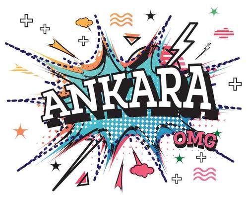 Ankara Comic Text in Pop Art Style Isolated on White Background.