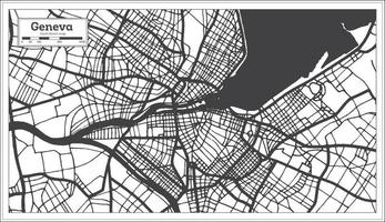 Geneva Switzerland City Map in Black and White Color in Retro Style. vector