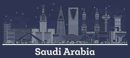 delinear el horizonte de la ciudad de arabia saudita con edificios blancos. vector