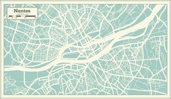 mapa de la ciudad de nantes francia en estilo retro. esquema del mapa. vector