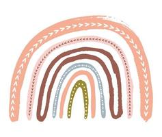 Scandinavian Boho Nursery Rainbow Print For Playroom With Neutral Gender Colors. vector