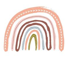 Scandinavian Boho Nursery Rainbow Print For Playroom With Neutral Gender Colors. vector