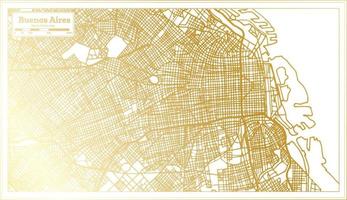 Buenos Aires Argentina City Map in Retro Style in Golden Color. Outline Map. vector