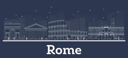 delinear el horizonte de la ciudad de roma italia con edificios blancos. vector