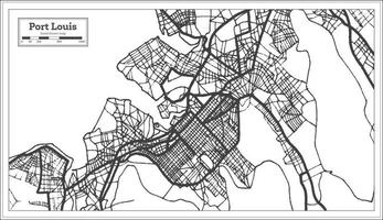 mapa de la ciudad de port louis mauricio en color blanco y negro. esquema del mapa. vector