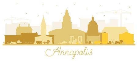 Annapolis Maryland City Skyline Silhouette with Golden Buildings Isolated on White. vector
