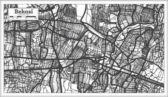 mapa de la ciudad de bekasi indonesia en color blanco y negro. esquema del mapa. vector