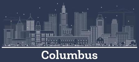 Outline Columbus Ohio City Skyline with White Buildings. vector