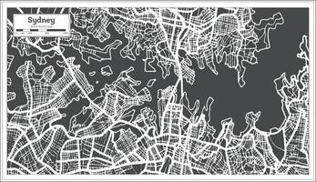 mapa de la ciudad de sydney australia en estilo retro. esquema del mapa. vector