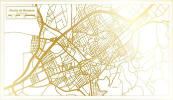 mapa de la ciudad de alcala de henares españa en estilo retro en color dorado. esquema del mapa. vector