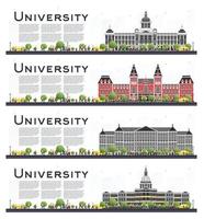 Set of University Campus Study Banners Isolated on White. vector