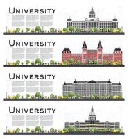 Set of University Campus Study Banners Isolated on White. vector