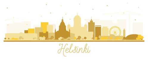 Helsinki Finland City Skyline Silhouette with Golden Buildings Isolated on White. vector