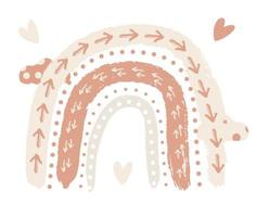 Scandinavian Boho Nursery Rainbow Print For Playroom With Neutral Gender Colors. vector