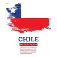 Chile Flag with Brush Strokes. Independence Day. vector